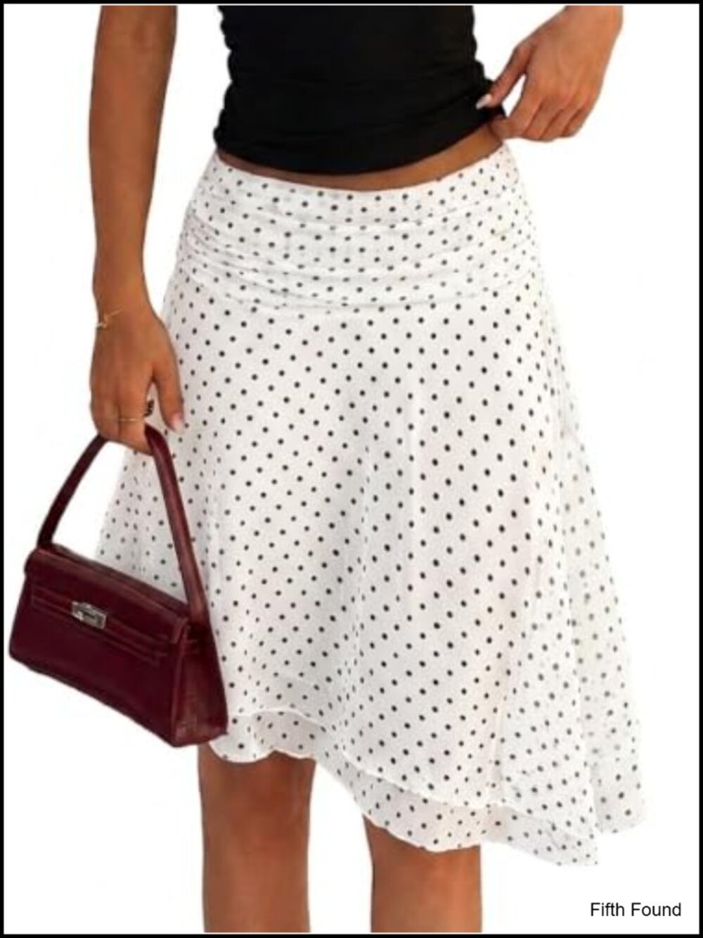 Asymmetrical Polka Dot Midi Skirt, Flowy A-Line Ruched Mesh Summer Skirt